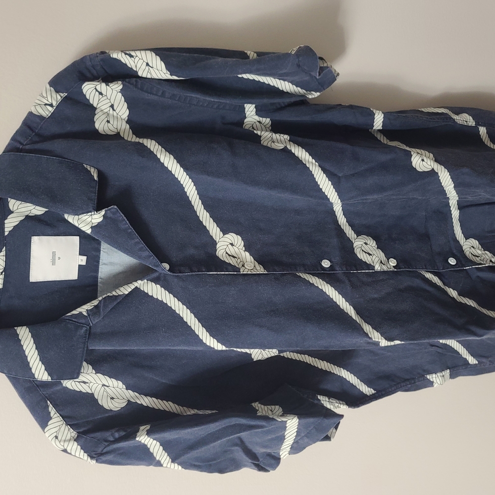 Minimum Navy and White Casual Button Down Shirt